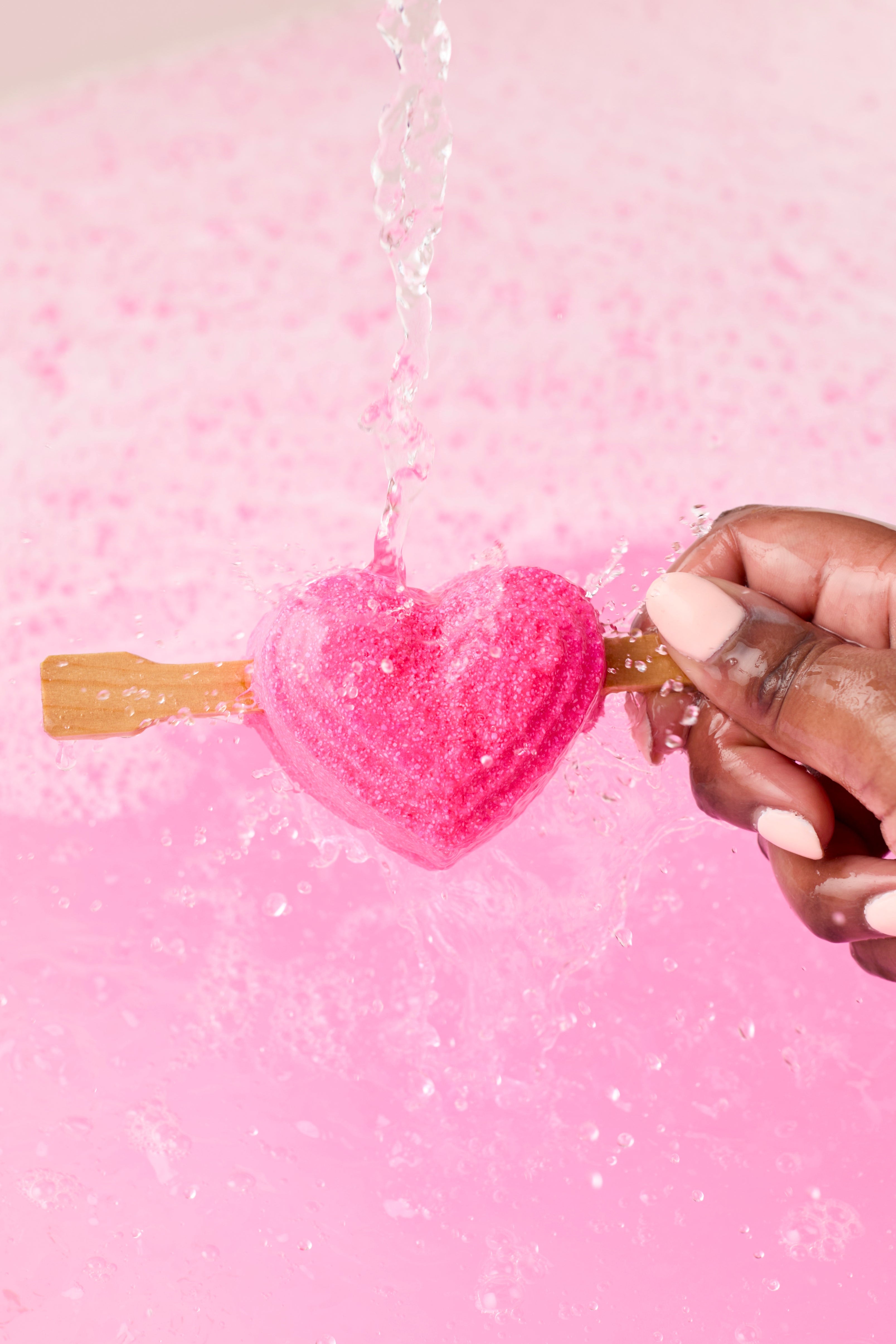 Heart bubble bar with pink background